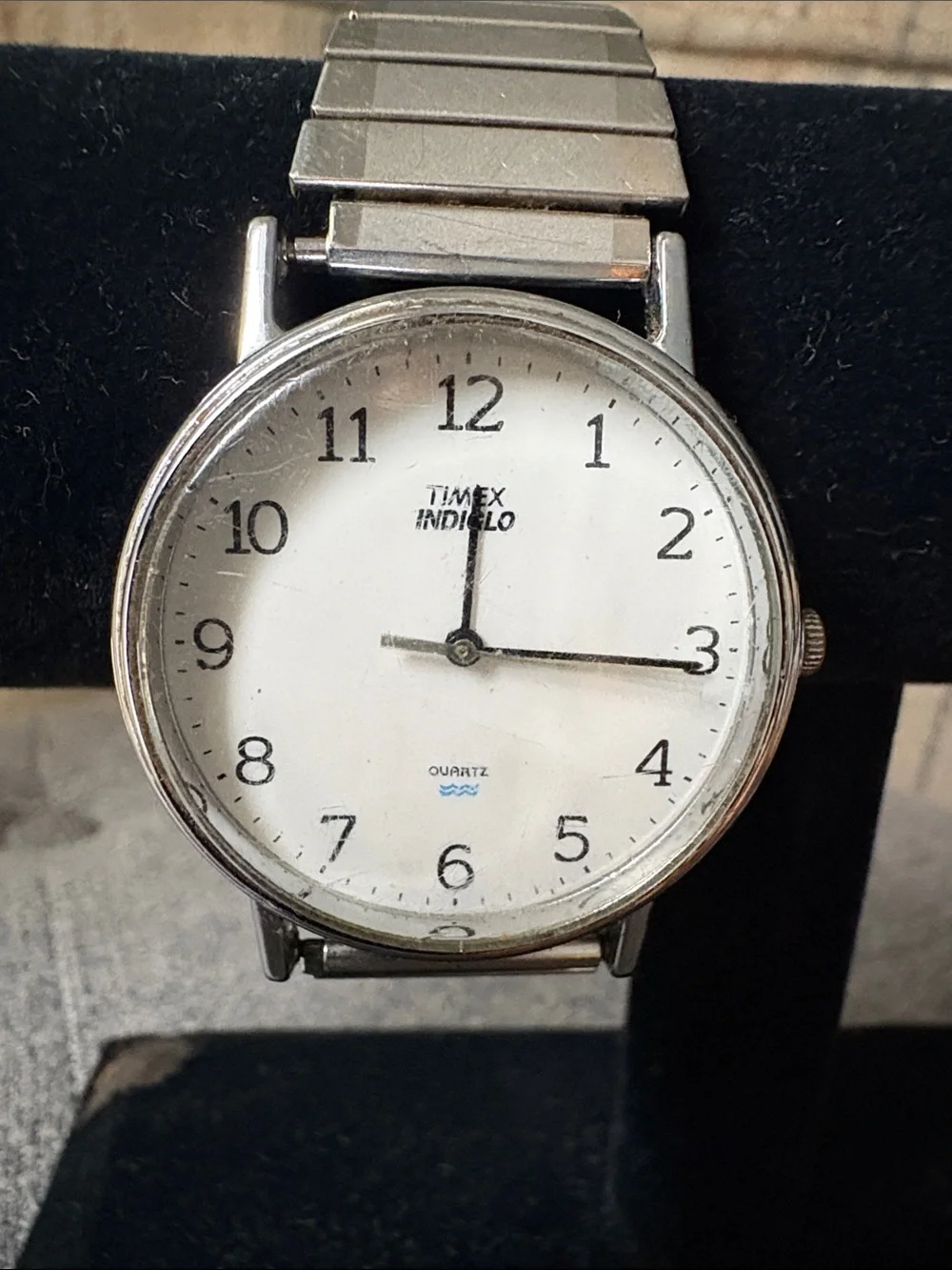 Timex Silver White Dial Men's Stretch Bracelet Watch